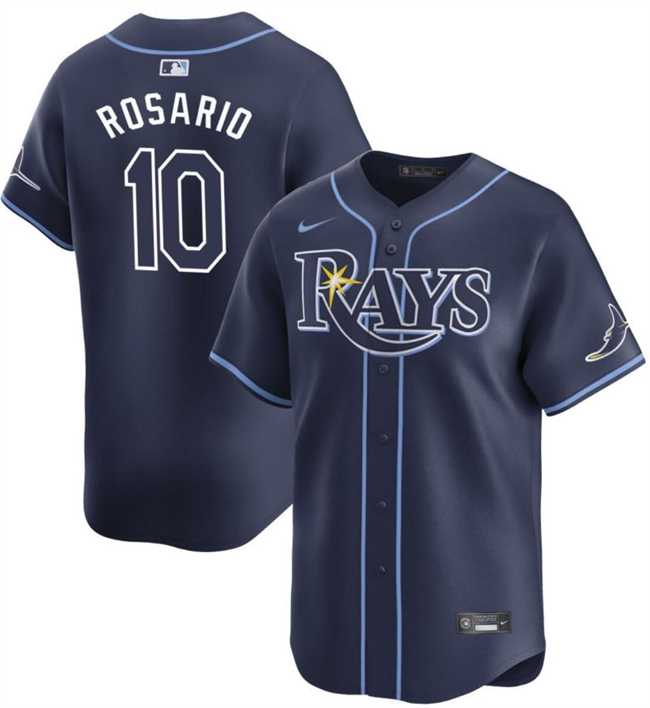 Mens Tampa Bay Rays #10 Amed Rosario Navy Away Limited Stitched Baseball Jersey Dzhi